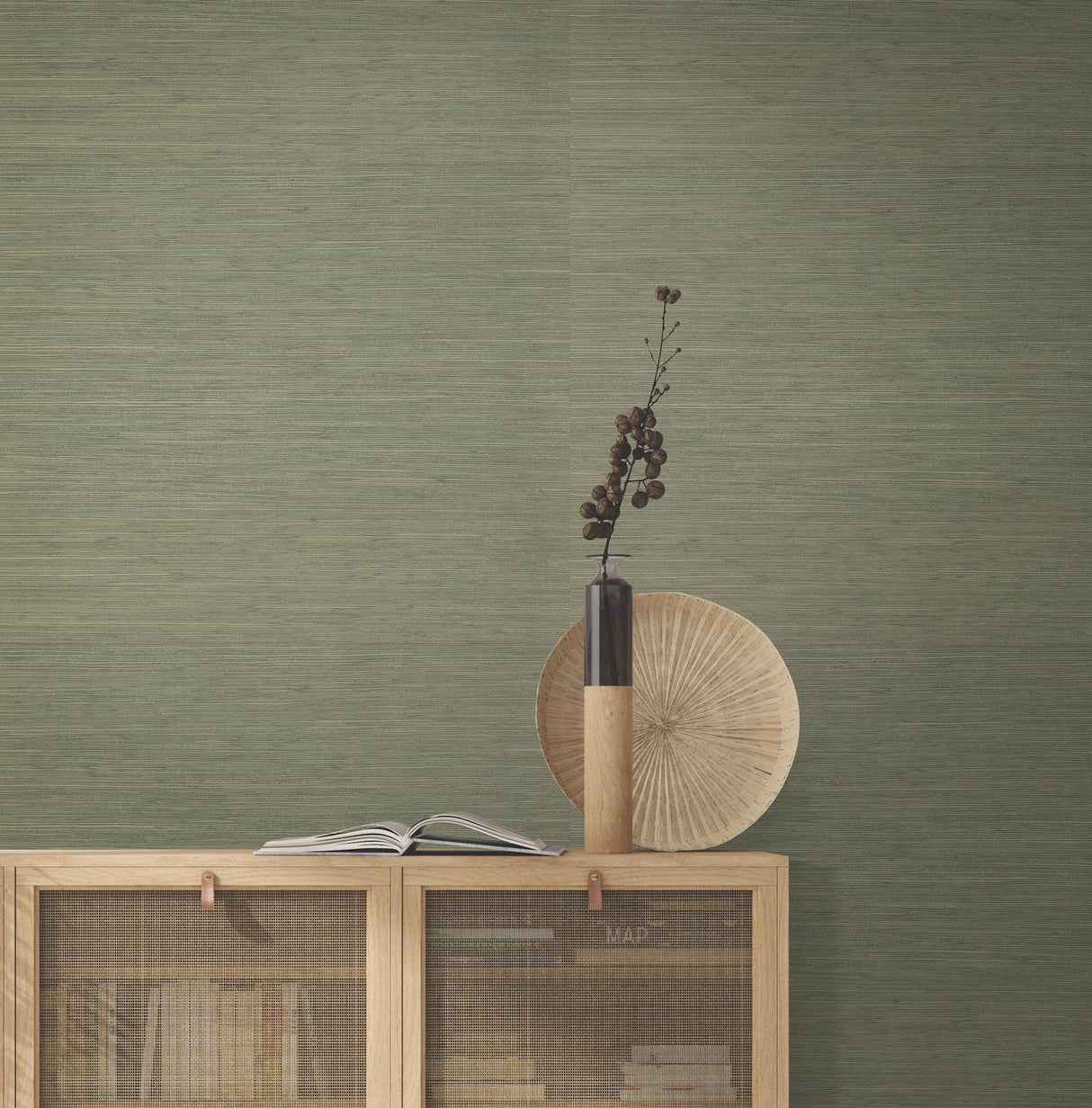 Ronald Redding Designs Painted Hemp Sage Wallpaper