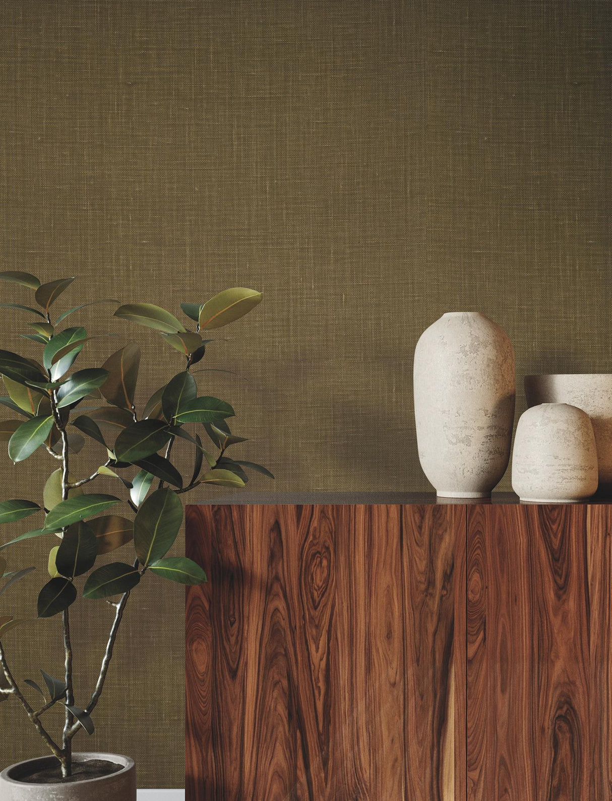 Ronald Redding Designs Jute Weave Mustard Wallpaper