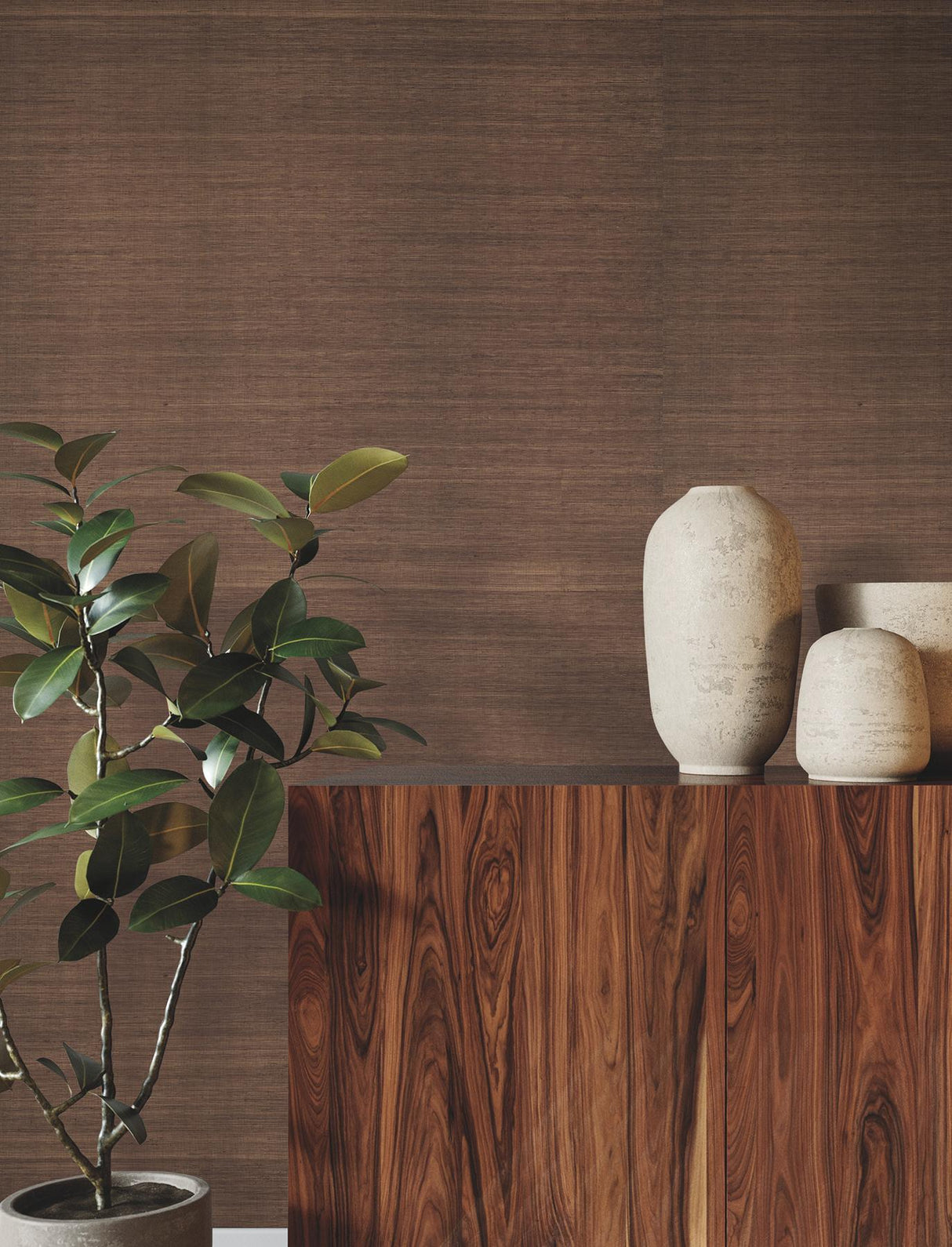 Ronald Redding Designs Glistening Sisal Friar Brown Wallpaper