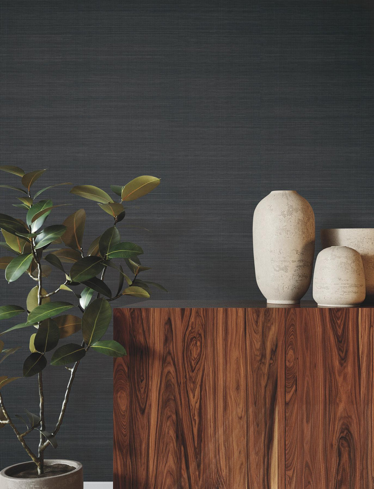 Ronald Redding Designs Sleek Abaca Peppercorn Wallpaper