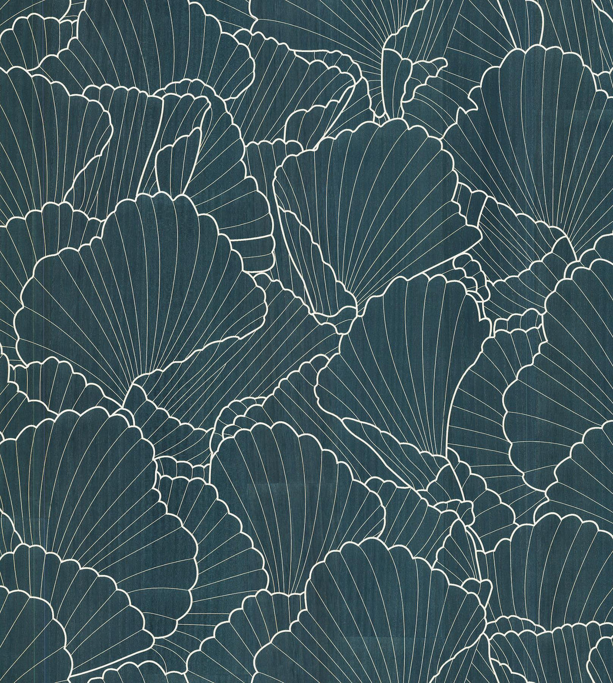 Ronald Redding Designs Shell Wood Veneer Navy Metallic Wallpaper