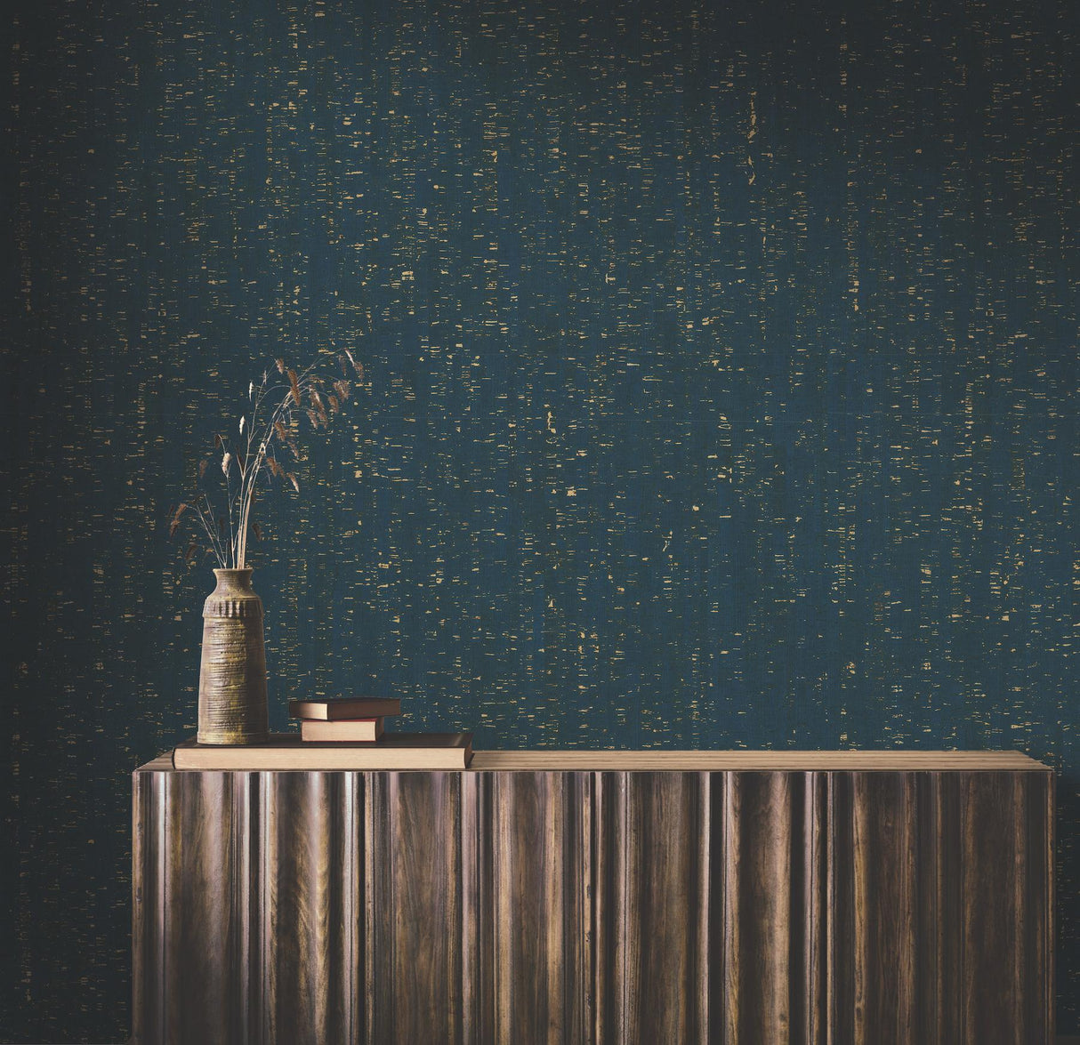 Ronald Redding Designs Caldera Cork Navy / Gold Wallpaper
