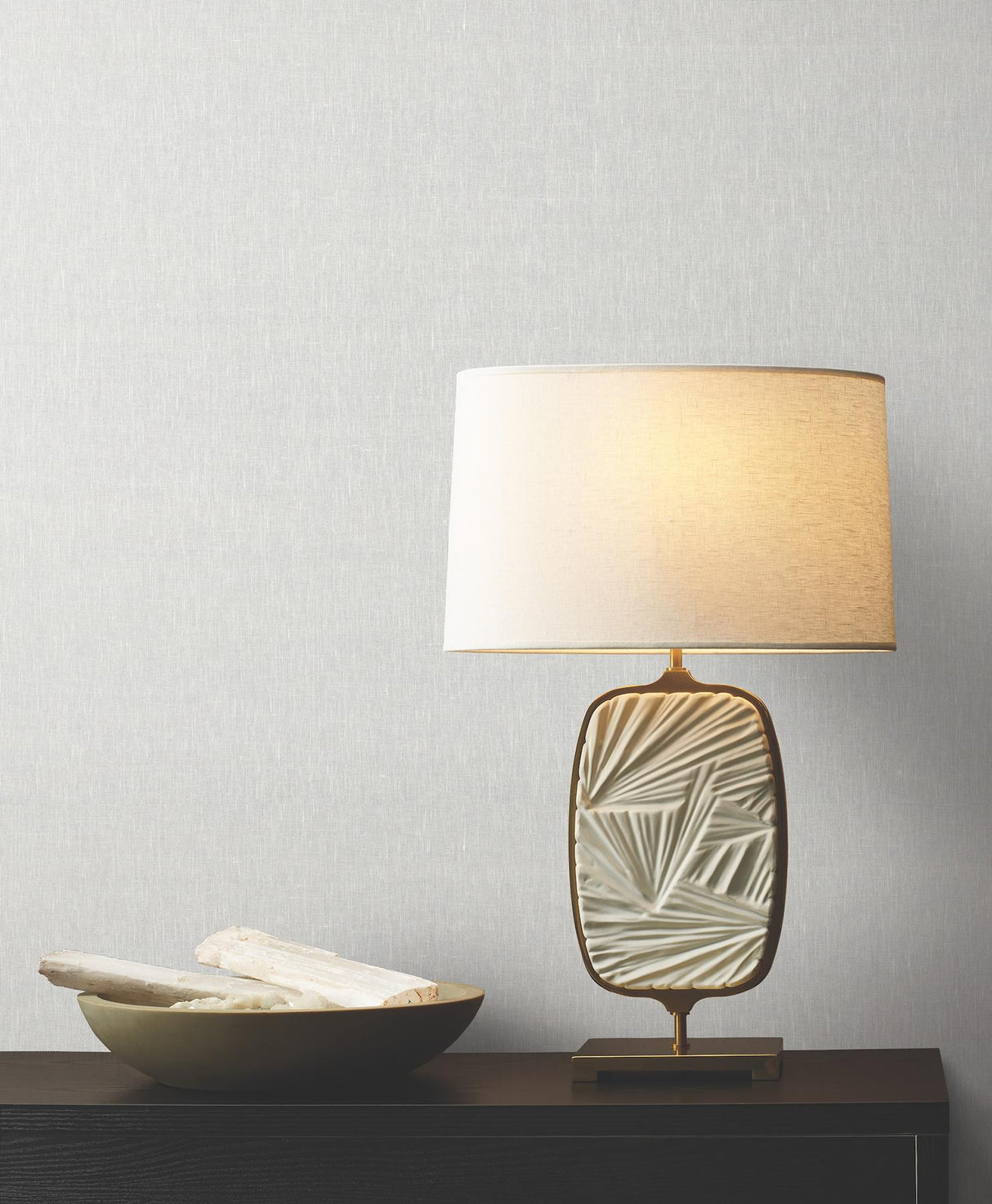 Ronald Redding Designs Sheer Linen Silver White Wallpaper