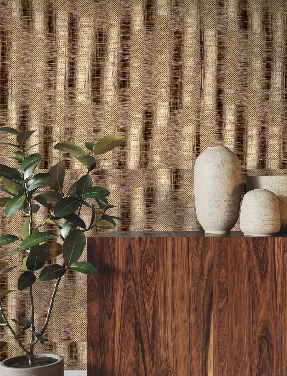 Ronald Redding Designs Basketweave Paperweave Cattail Wallpaper