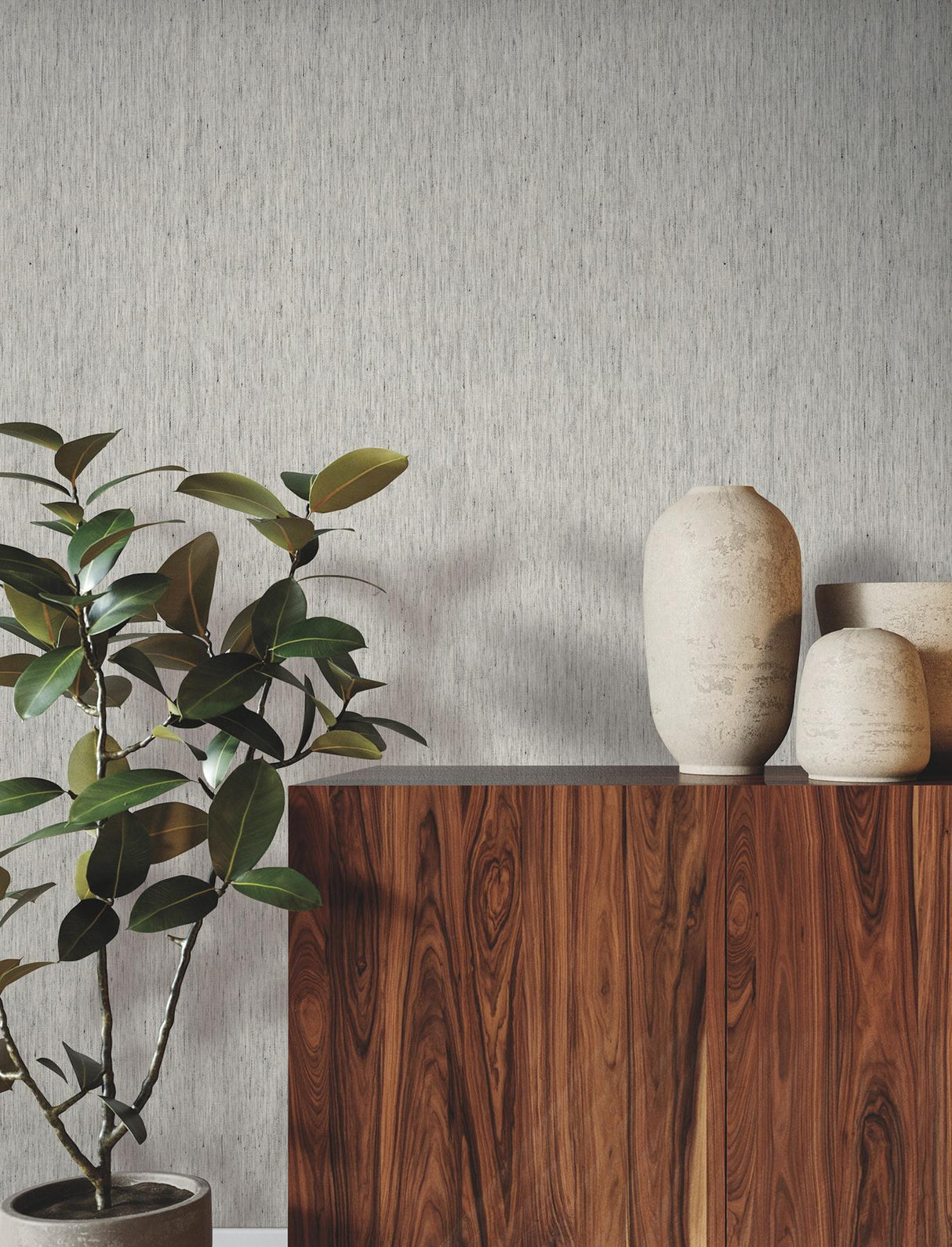 Ronald Redding Designs Variegated Linen Fog Wallpaper