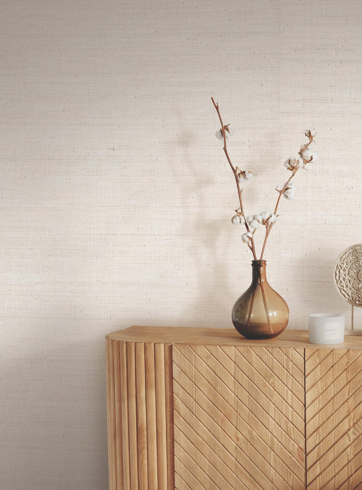 Ronald Redding Designs Painted Raffia White / Natural Wallpaper