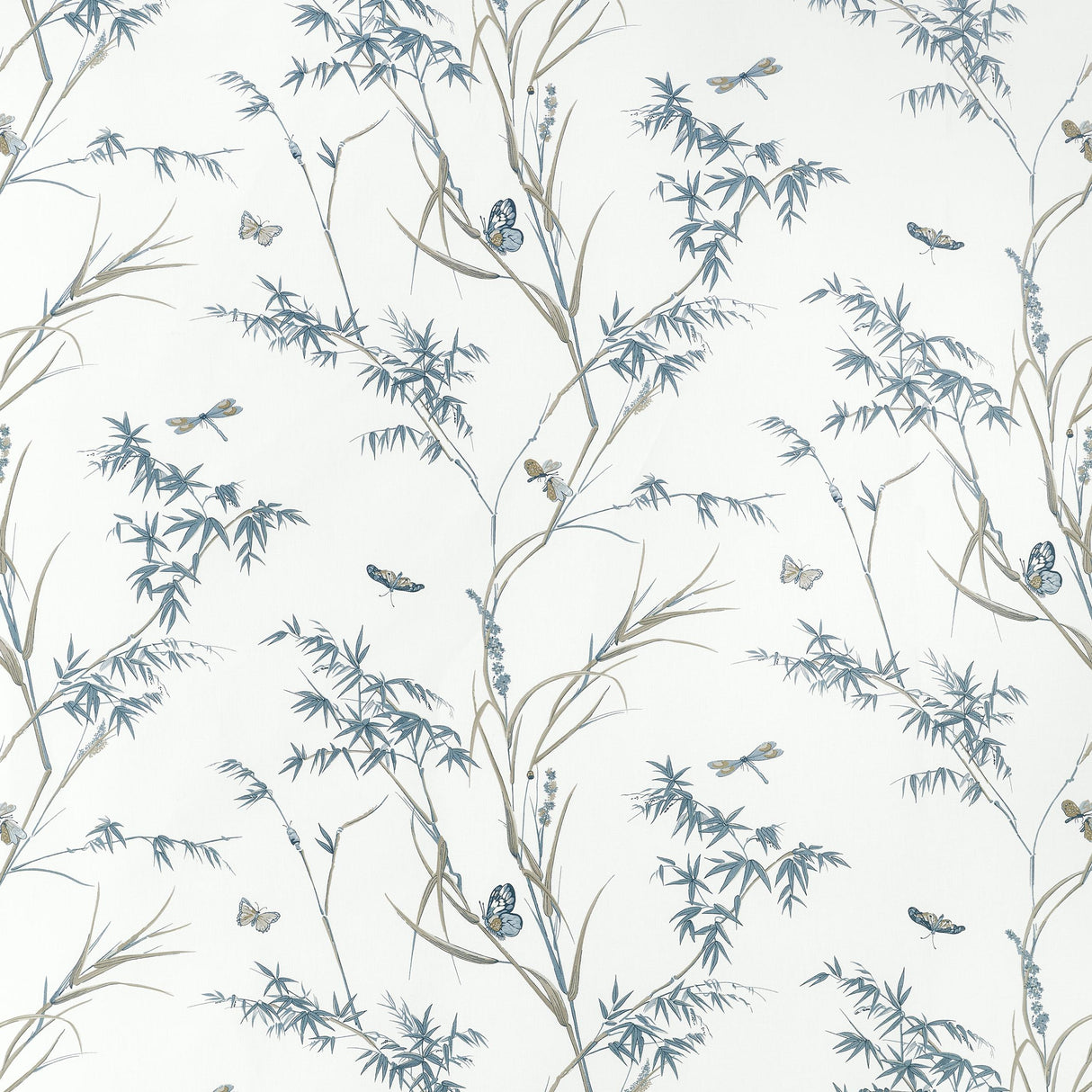 Thibaut Virginia Cream And Aqua Fabric