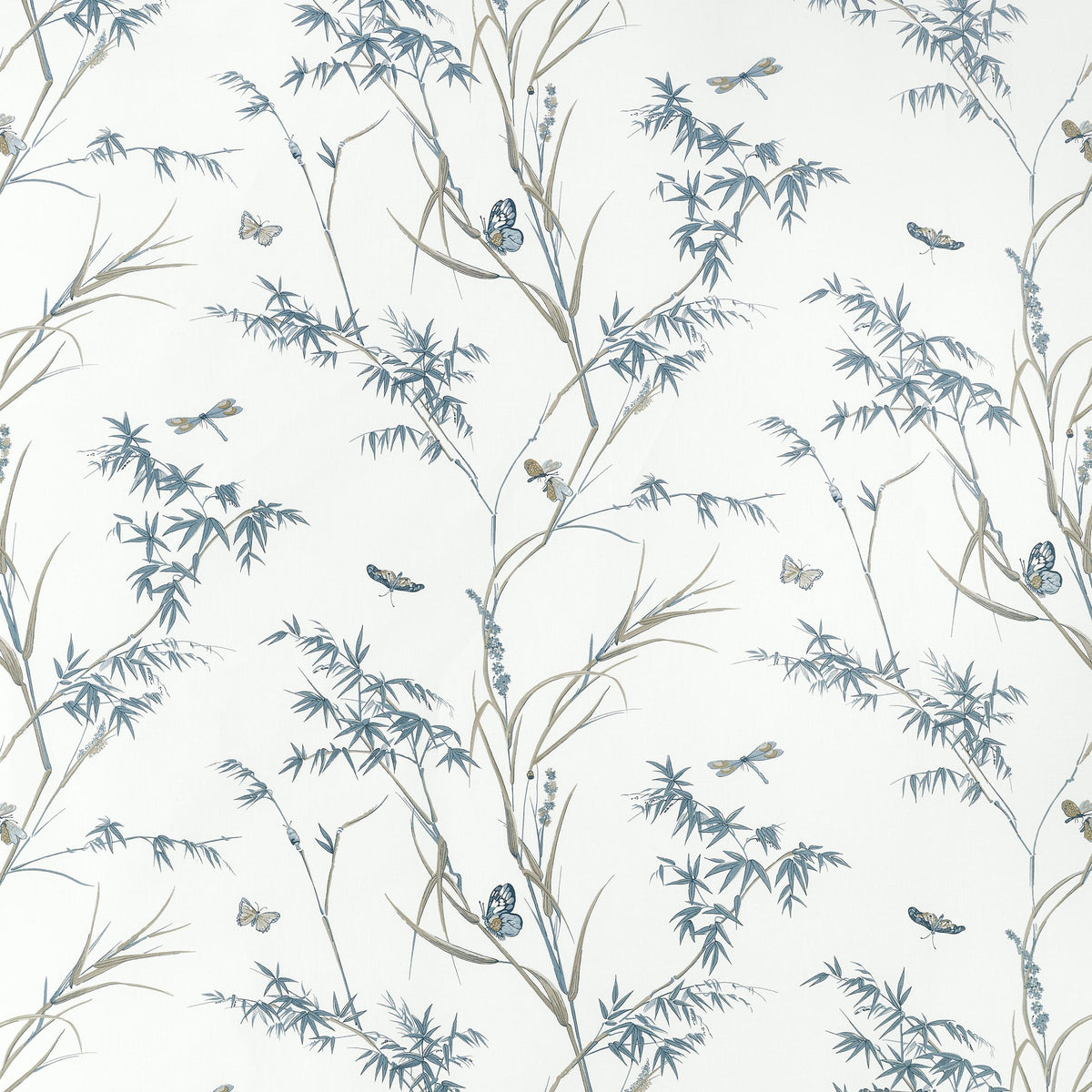 Thibaut Virginia Cream And Aqua Fabric