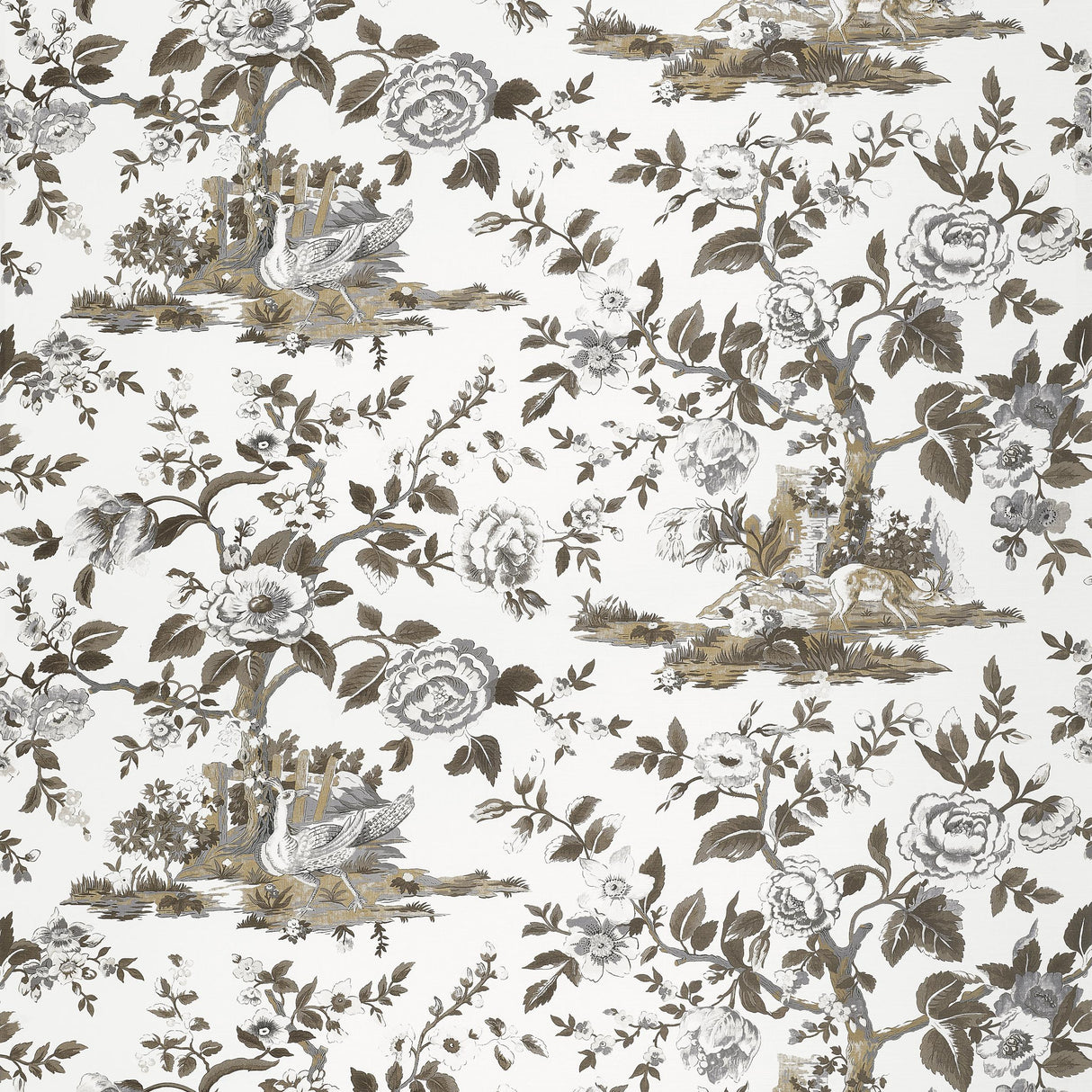 Thibaut Forest Lodge Brown And White Fabric