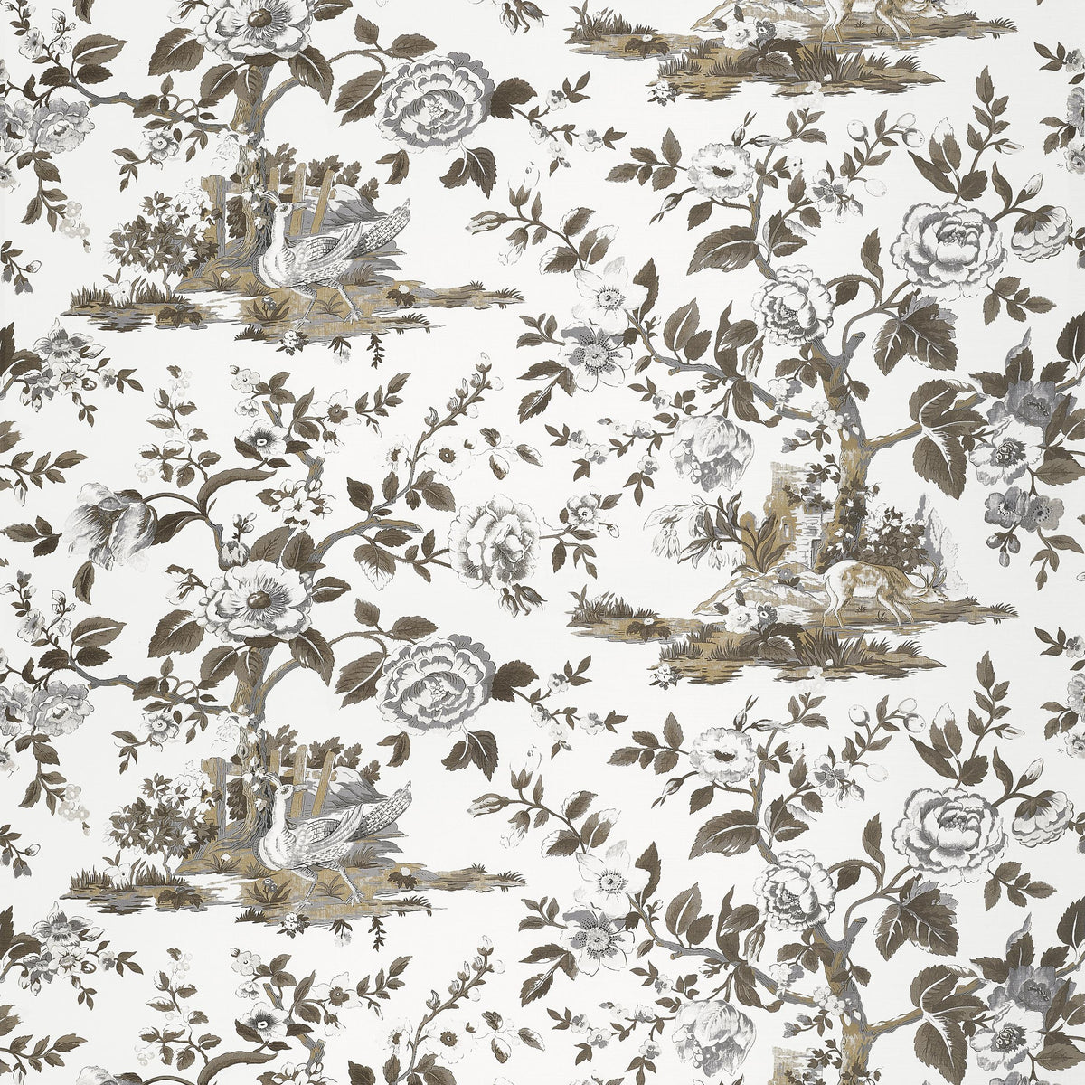 Thibaut Forest Lodge Brown And White Fabric