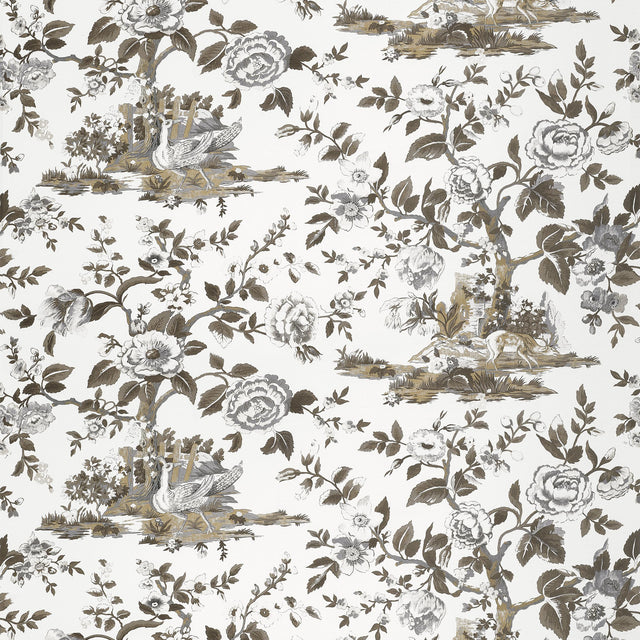 Thibaut Forest Lodge Brown And White Fabric