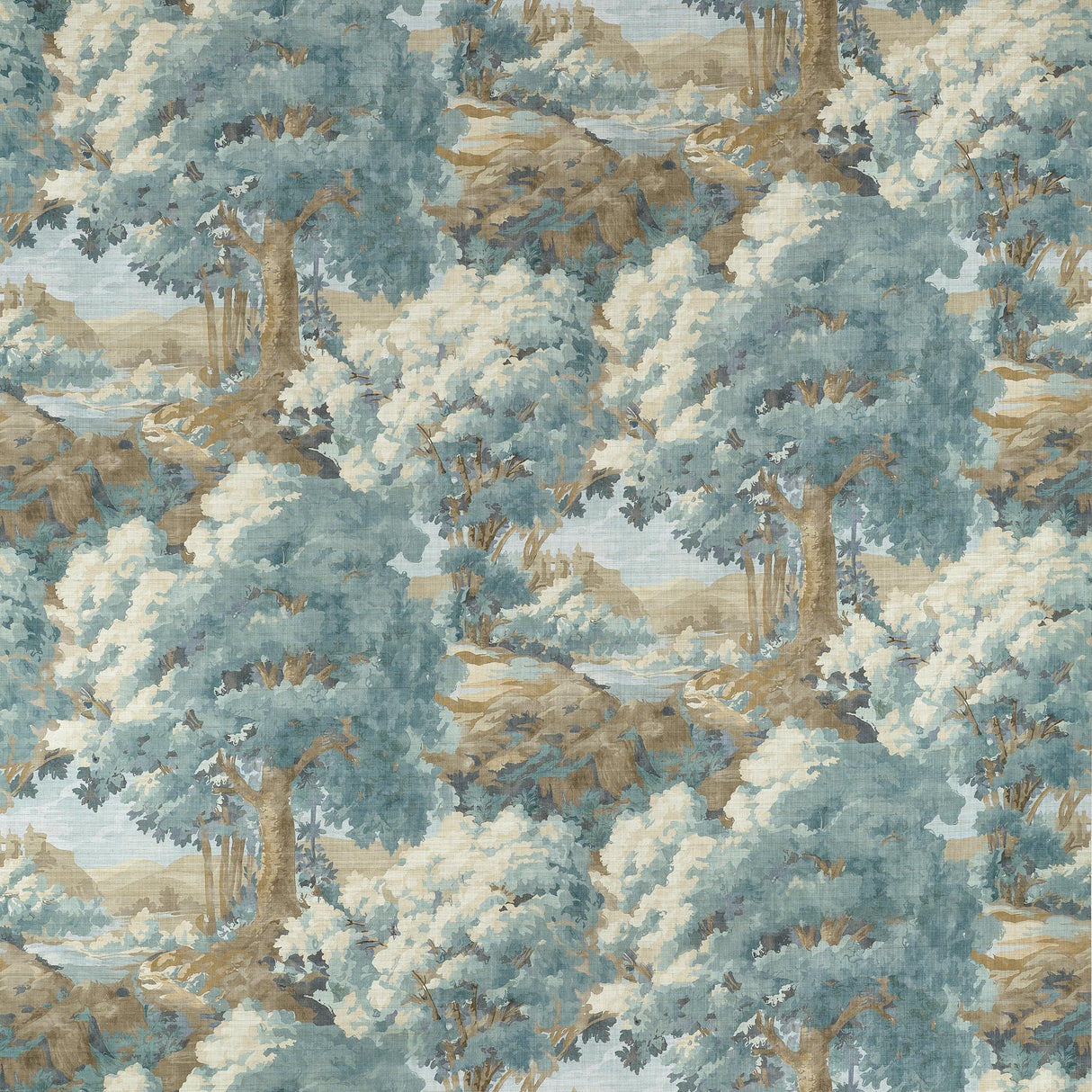 Thibaut Woodland Clearing Spa Blue Fabric