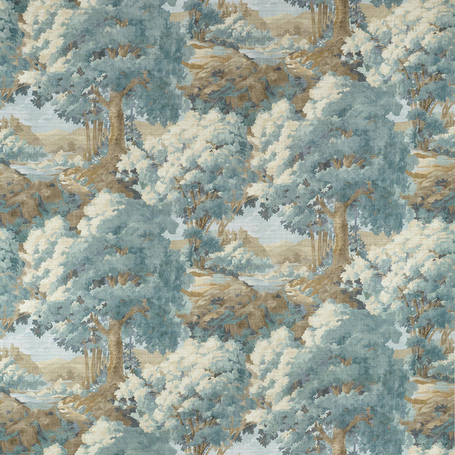Thibaut Woodland Clearing Spa Blue Fabric