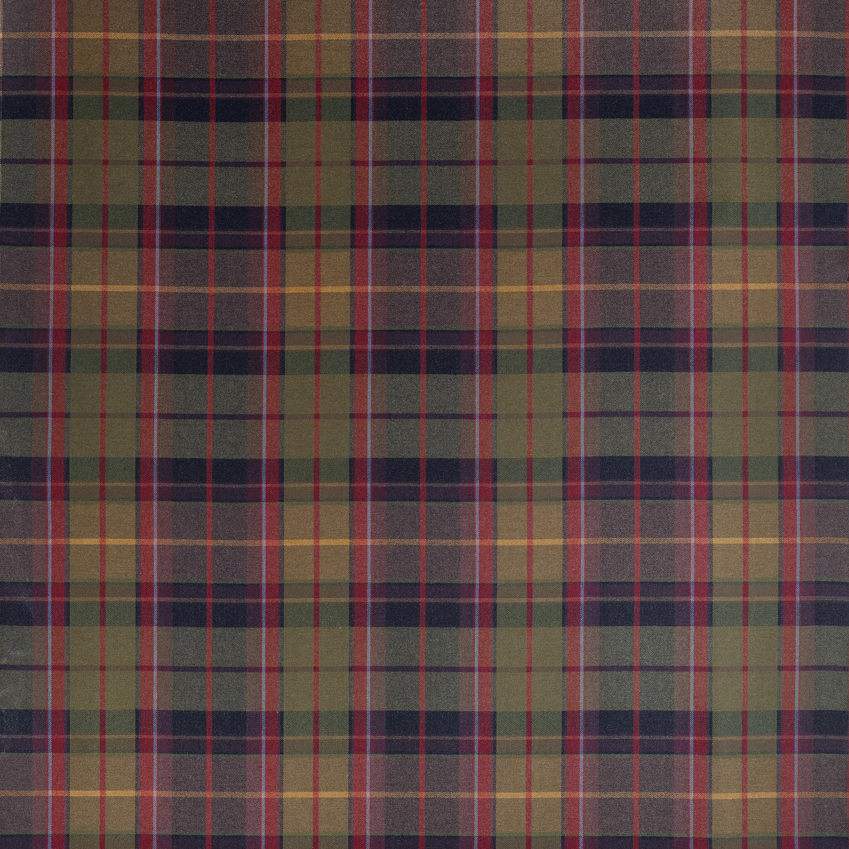 Thibaut Scot'S Plaid Olive And Cranberry Fabric