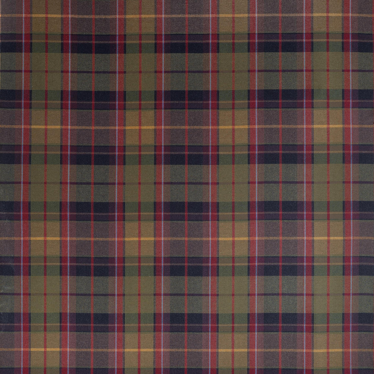 Thibaut Scot'S Plaid Olive And Cranberry Fabric