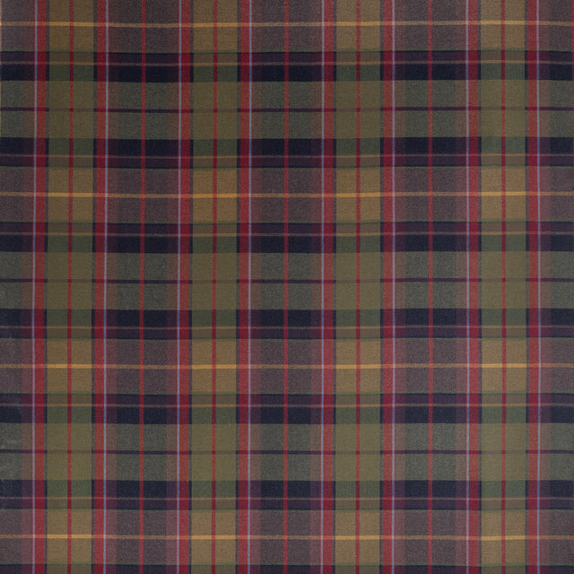 Thibaut Scot'S Plaid Olive And Cranberry Fabric