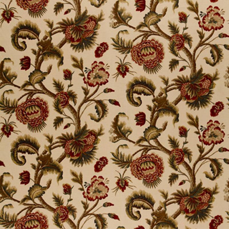 Schumacher Jacobean Printed Crewel Burnish Sage Fabric