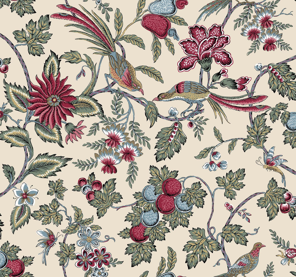 Antonina Vella Parterre Raspberry Wallpaper