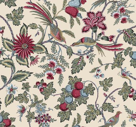 Antonina Vella Parterre Raspberry Wallpaper