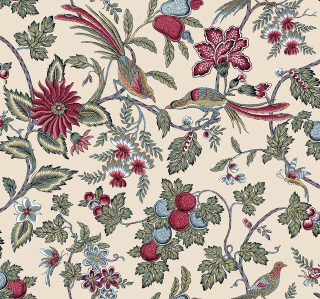 Antonina Vella Parterre Raspberry Wallpaper