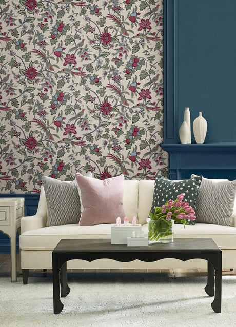 Antonina Vella Parterre Raspberry Wallpaper