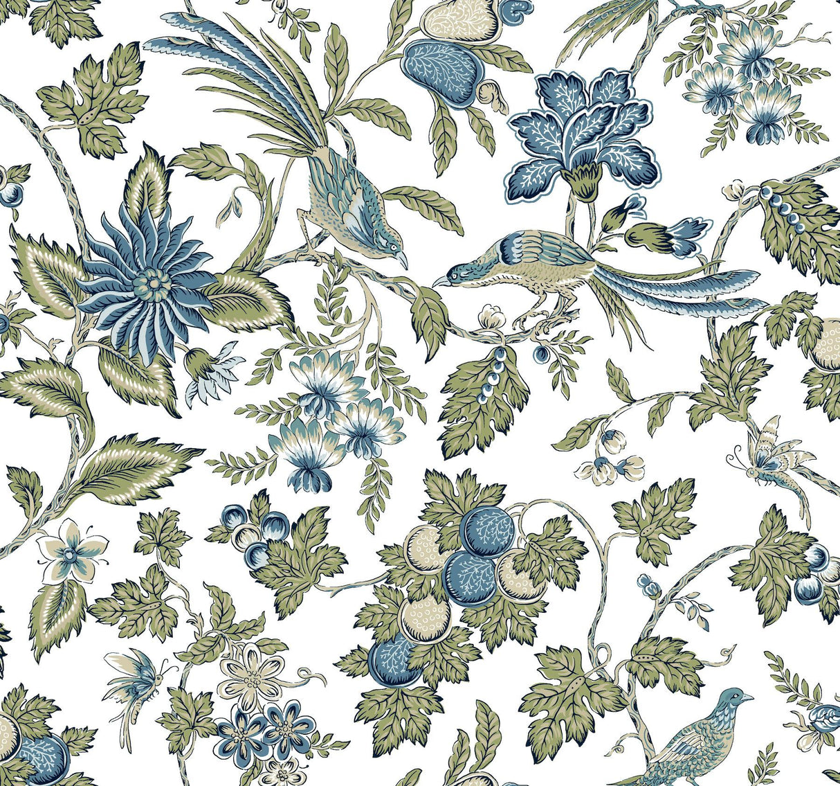 Antonina Vella Parterre Sage & Indigo Wallpaper
