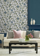Antonina Vella Parterre Sage & Indigo Wallpaper