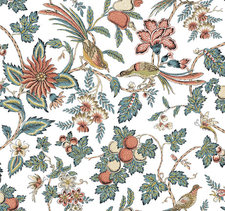 Antonina Vella Parterre Cornflower & Ginger Wallpaper