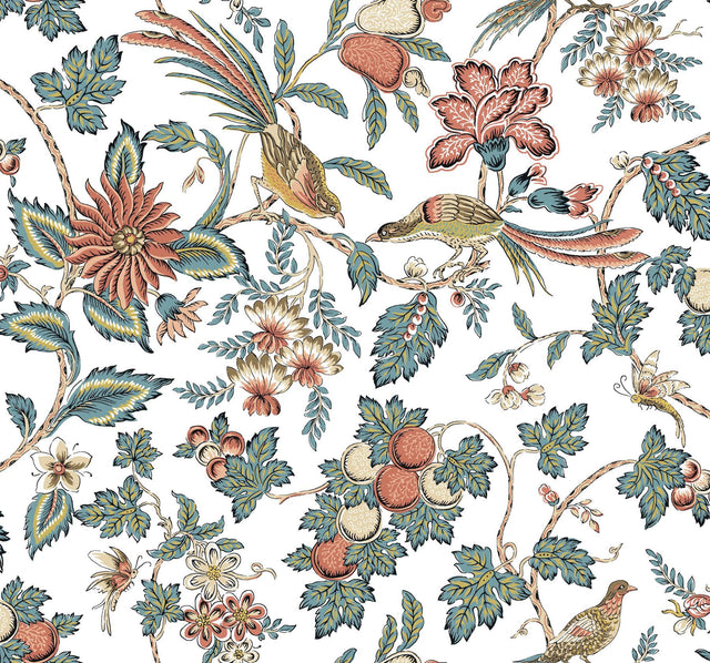 Antonina Vella Parterre Cornflower & Ginger Wallpaper