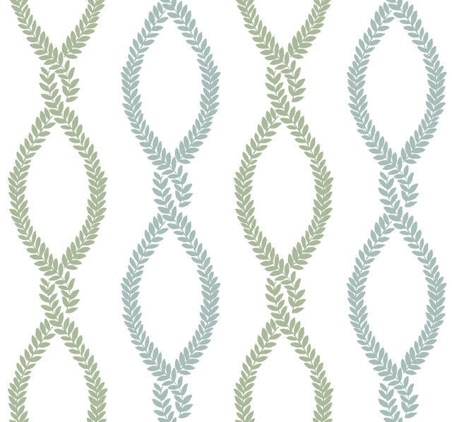 Antonina Vella Laureate Blue & Green Wallpaper
