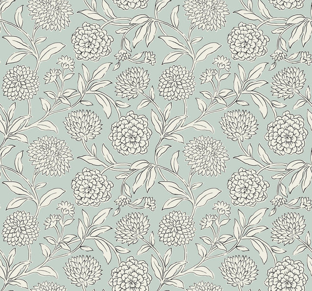 Antonina Vella Chatsworth Garden Sky Blue Wallpaper