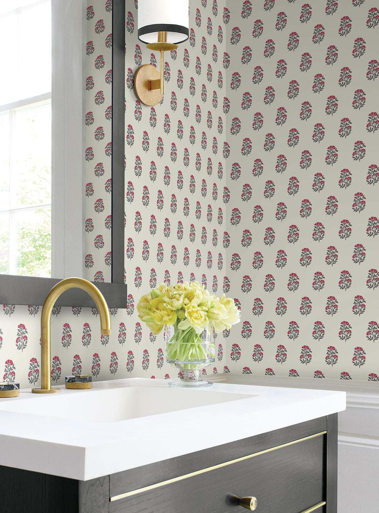 Antonina Vella Sylvie Red & Charcoal Wallpaper