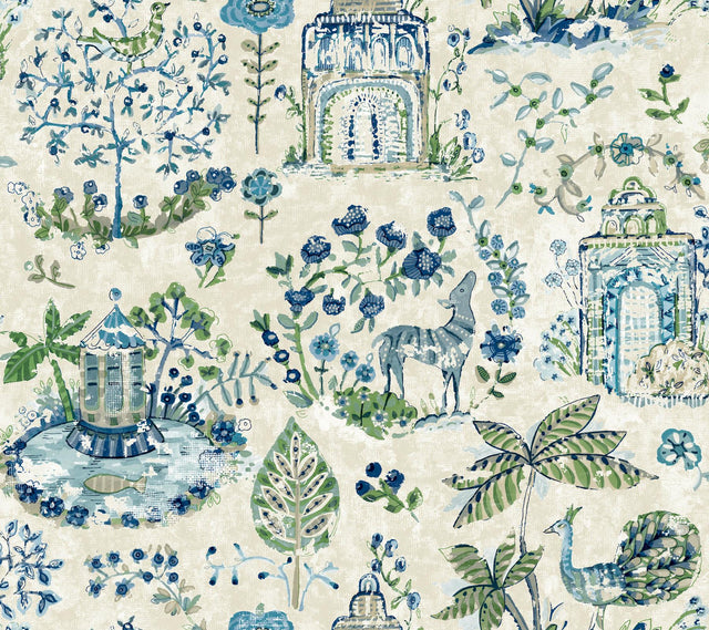 Antonina Vella Parc Blue & Green Wallpaper