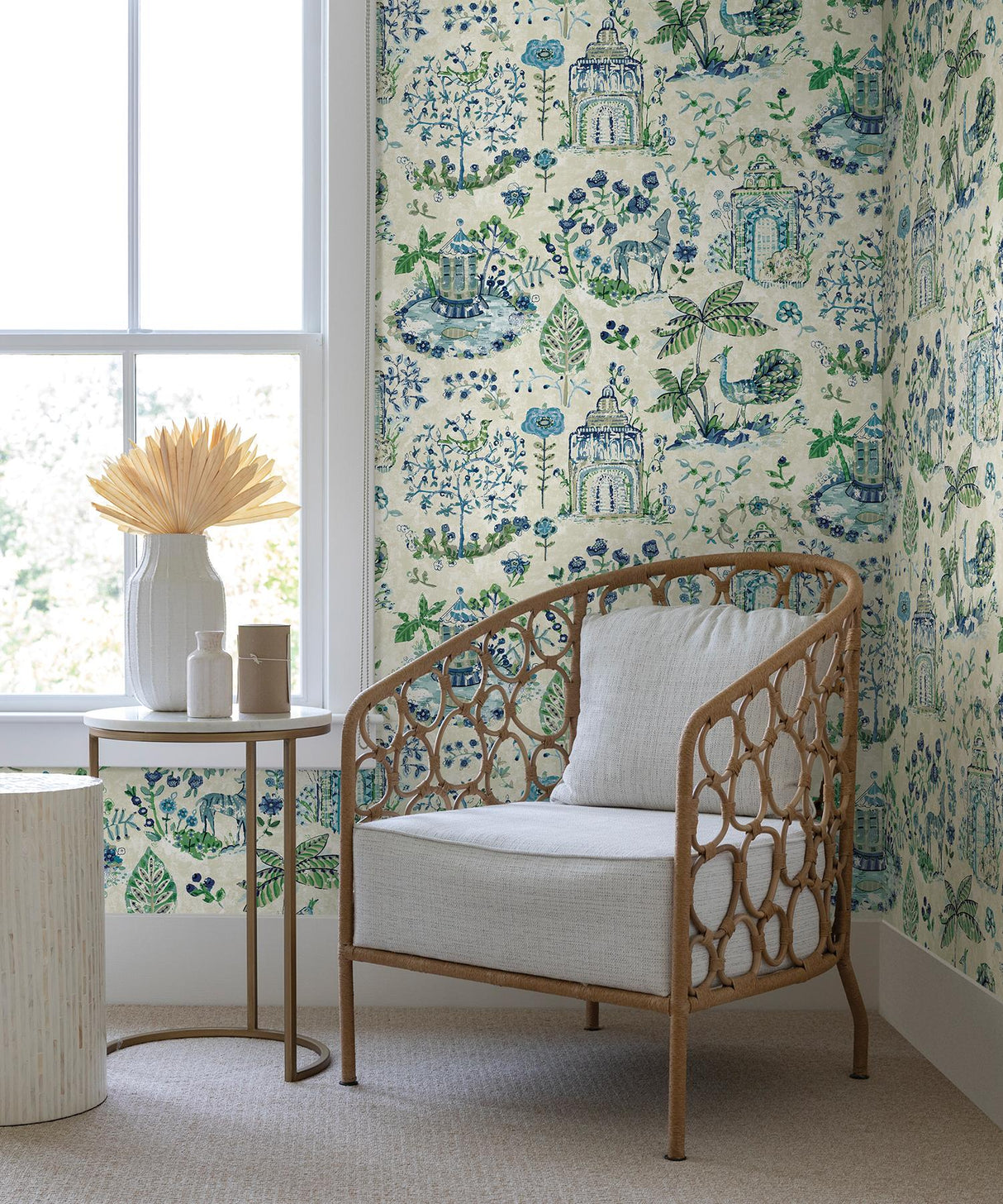 Antonina Vella Parc Blue & Green Wallpaper
