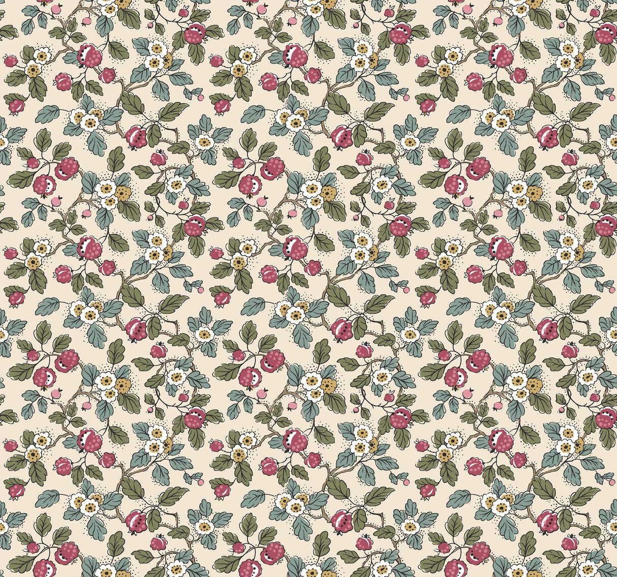 Antonina Vella Framboise Mulberry & Evergreen Wallpaper