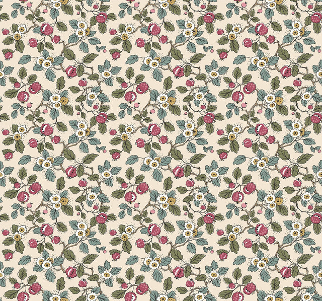 Antonina Vella Framboise Mulberry & Evergreen Wallpaper