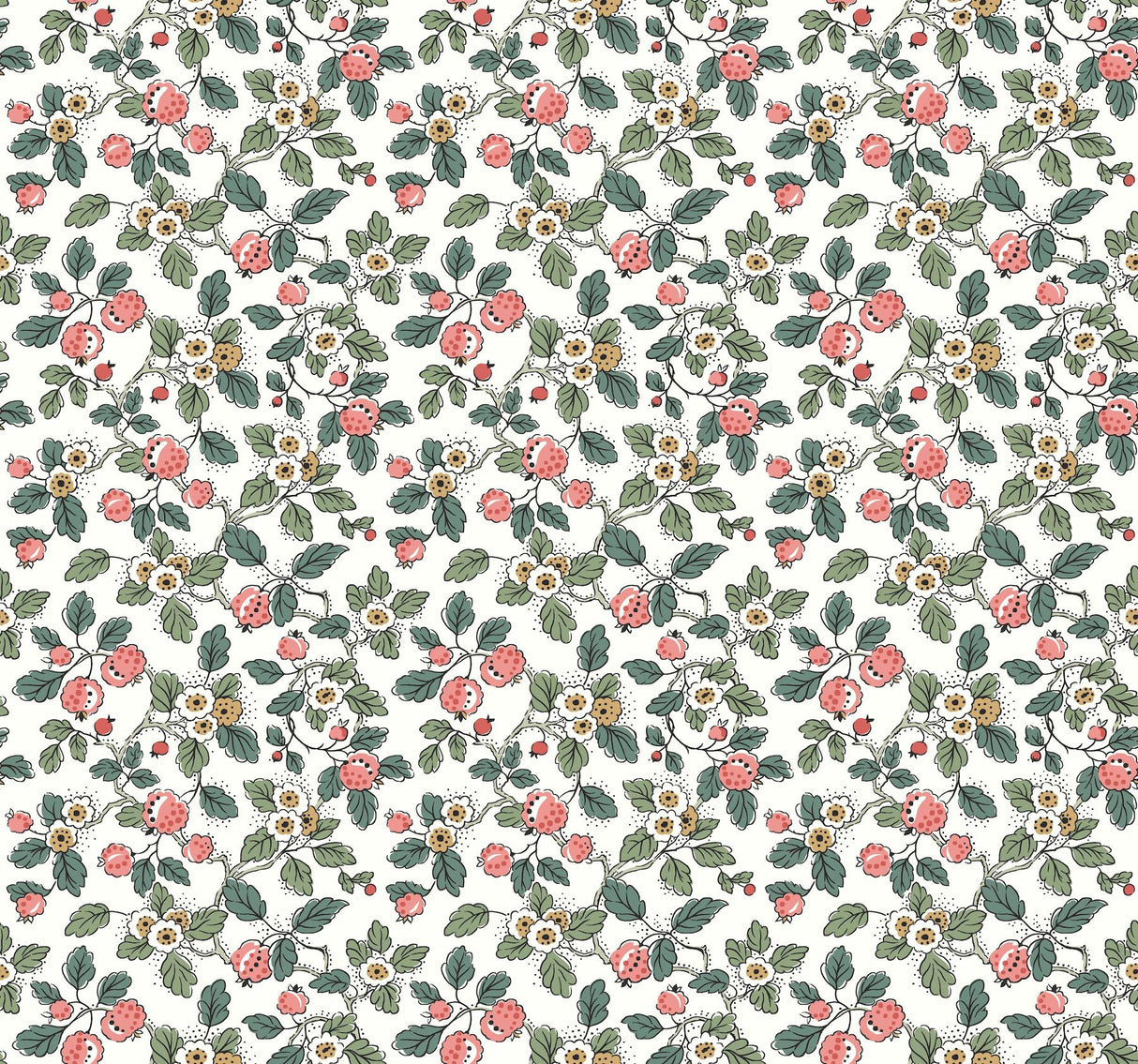Antonina Vella Framboise Berry & Green Wallpaper