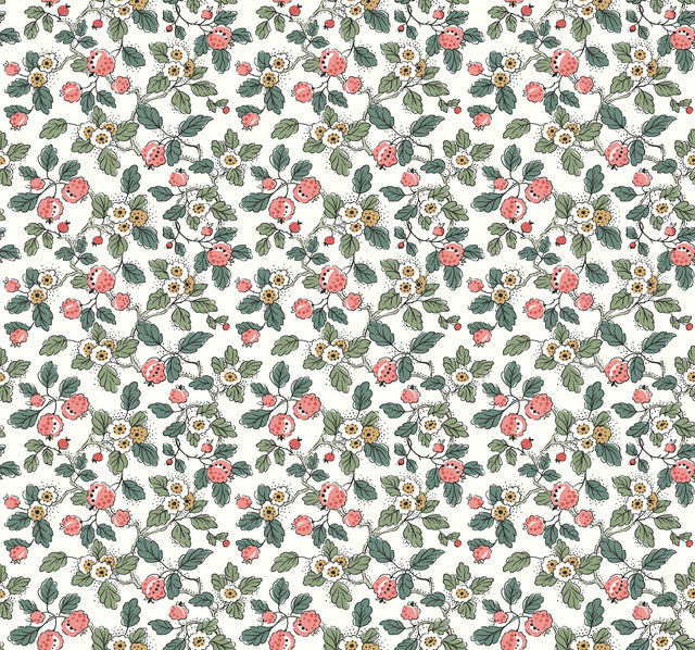 Antonina Vella Framboise Berry & Green Wallpaper