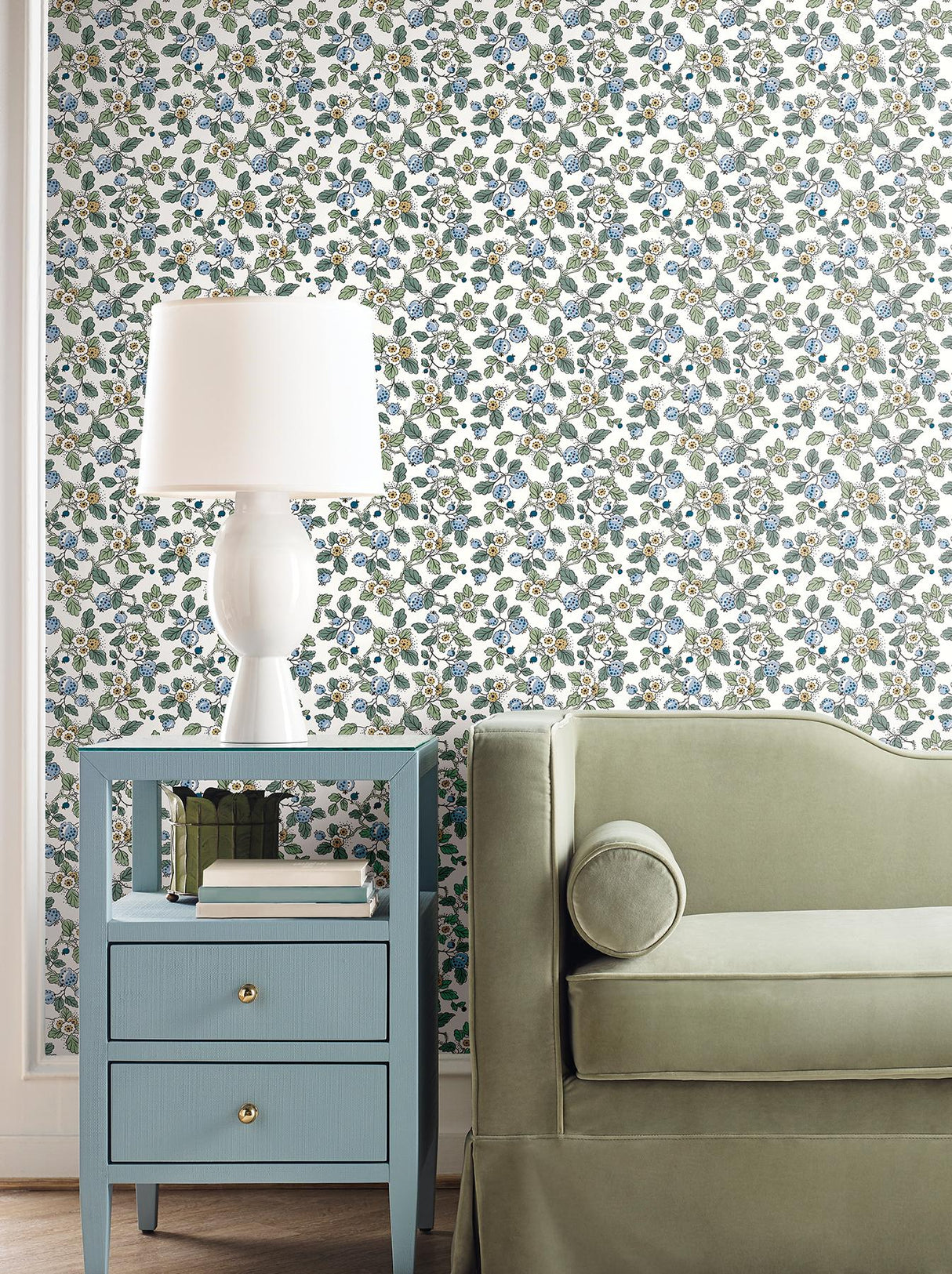 Antonina Vella Framboise Blue & Green Wallpaper