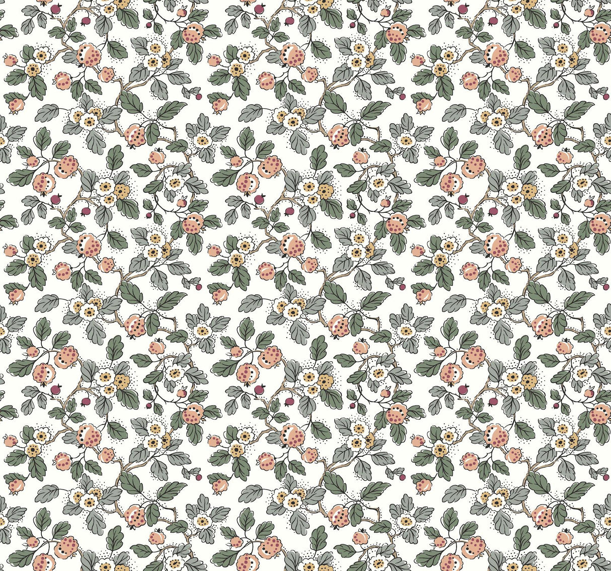 Antonina Vella Framboise Salmon & Eucalyptus Wallpaper
