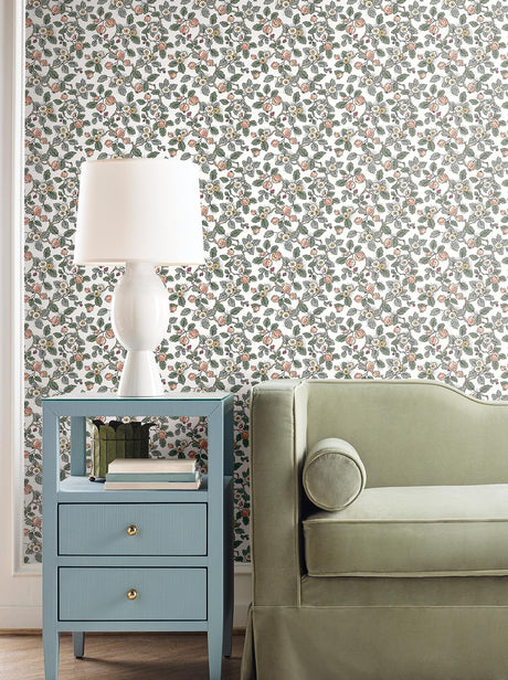 Antonina Vella Framboise Salmon & Eucalyptus Wallpaper