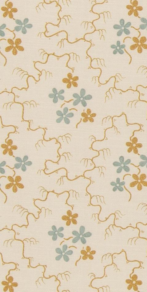 G P & J Baker POSY OCHRE/BLUE Fabric
