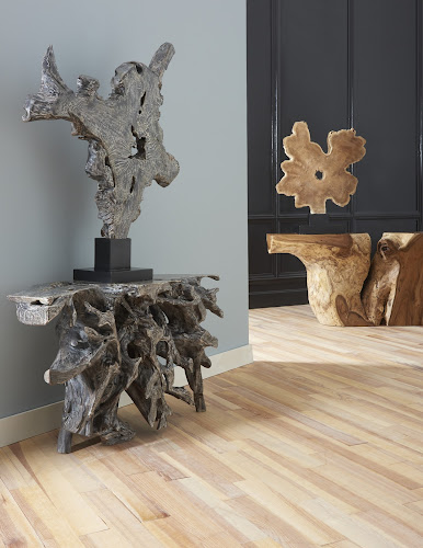 Phillips Collection Teak Sculpture on Stand Black Wash Accent