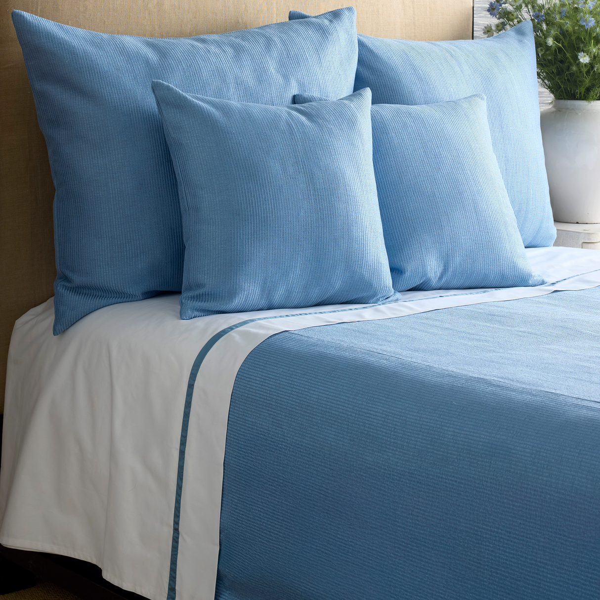 Ann Gish Blue Queen Lamina Coverlet