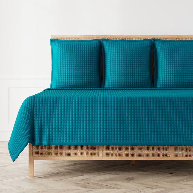 Ann Gish Teal King Ready-to-Bed 2.0 Quilted Coverlet