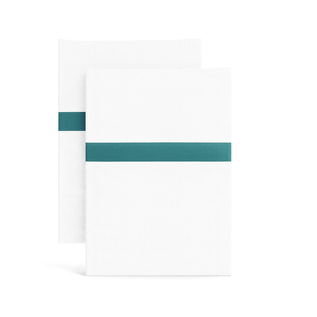 Ann Gish White/Teal Std Ready-to-Bed 2.0 Cotton & Trim Pillowcases