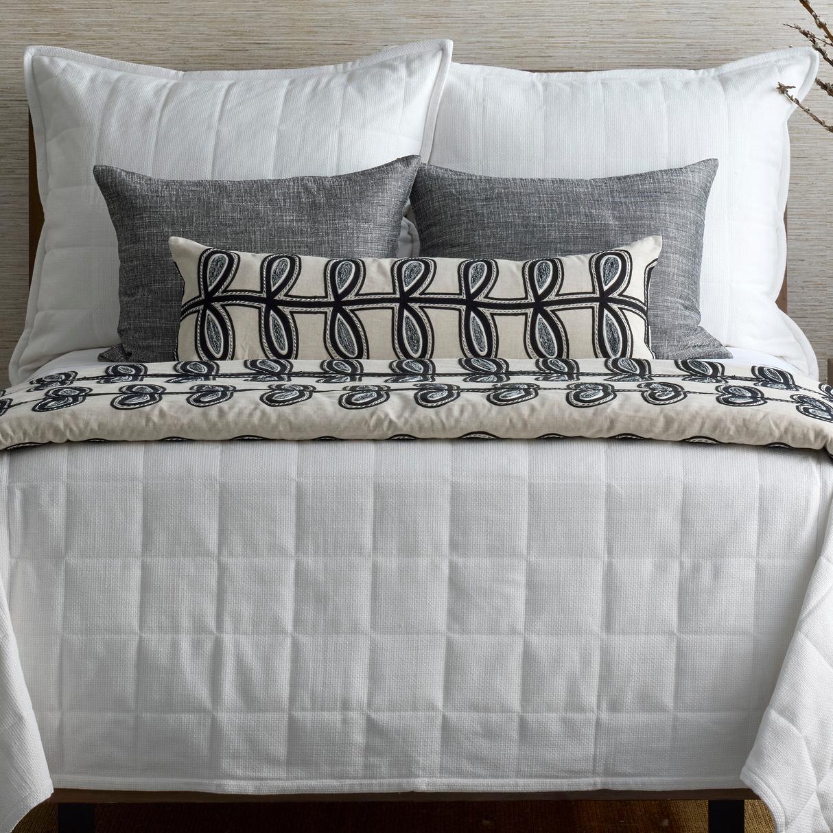 Ann Gish Natural/Charcoal 38x13 Fellini Pillow
