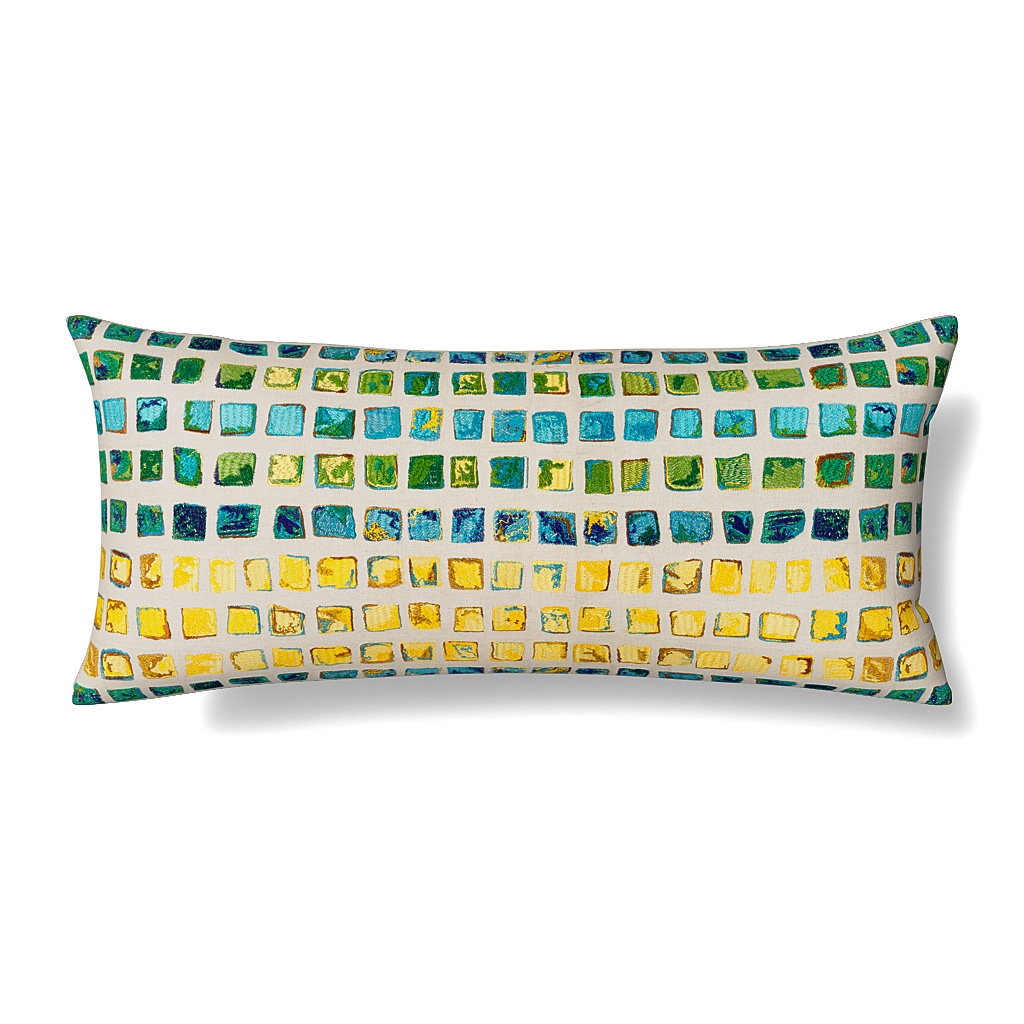 Ann Gish Multi 36x16 Tesserae Mosaic Pillow