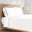 Ann Gish White/Blue King Ready-to-Bed 2.0 Cotton & Trim Sheet Set