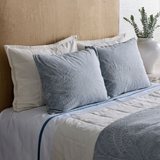 Ann Gish White/Blue King Ready-to-Bed 2.0 Cotton & Trim Sheet Set
